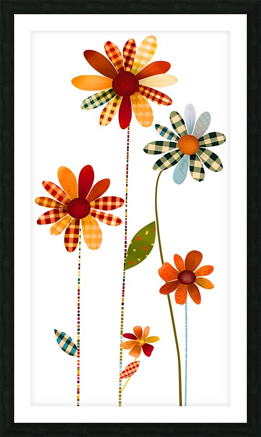 Plaid Botanica 18 - Modern Floral Art Prints Picture Frame print