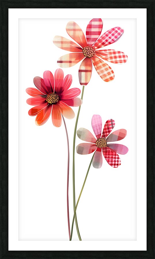 Plaid Botanica 4 - Contemporary Floral Art Prints Picture Frame print