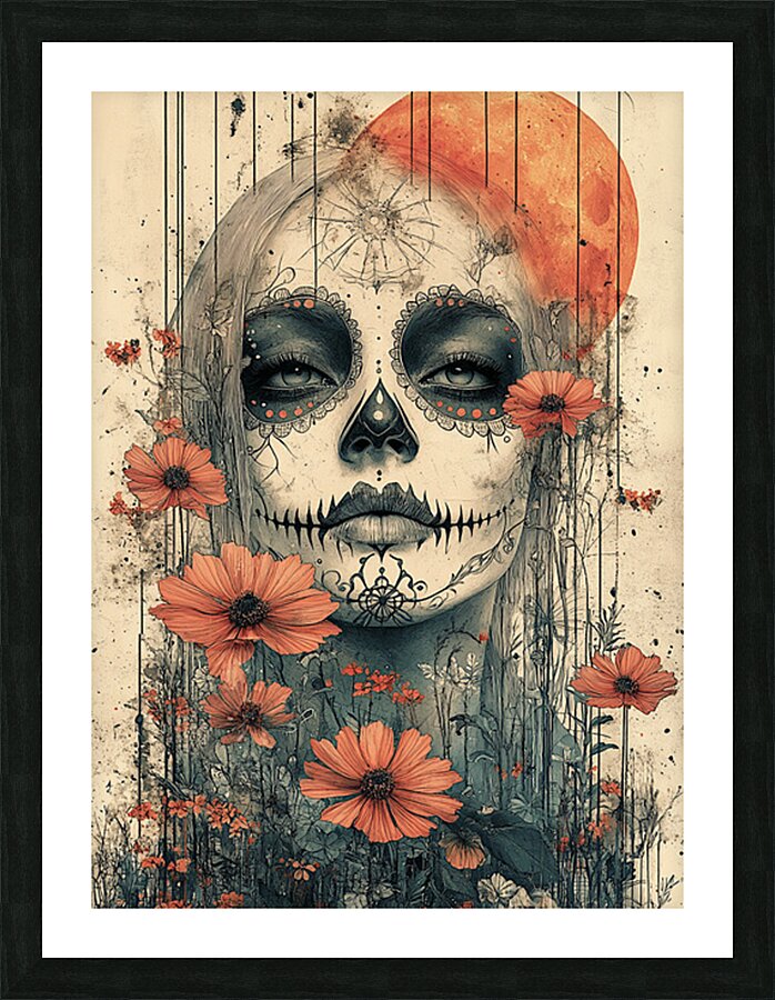 La Guardiana Del Camposanto - The Graveyard Guardian - Dia de los Muertos Art Prints Picture Frame print