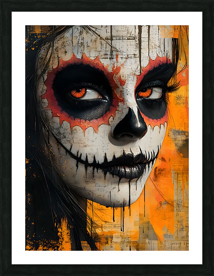 La Calavera Vigilante - The Watchful Skull - Dia de los Muertos Art Prints Picture Frame print