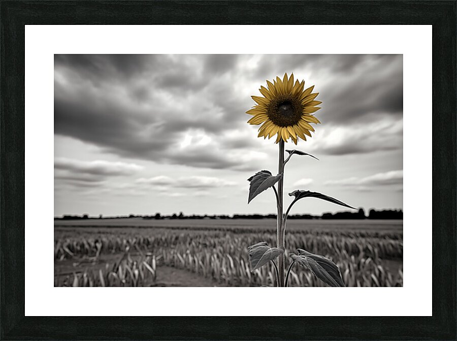 Hope In Contrast - Minimal Sunflower Art Prints Impression et Cadre photo