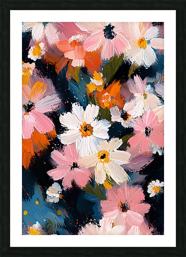 Petales Sauvages A Minuit - Wild Petals At Midnight - Nocturne Floral Art Prints Picture Frame print
