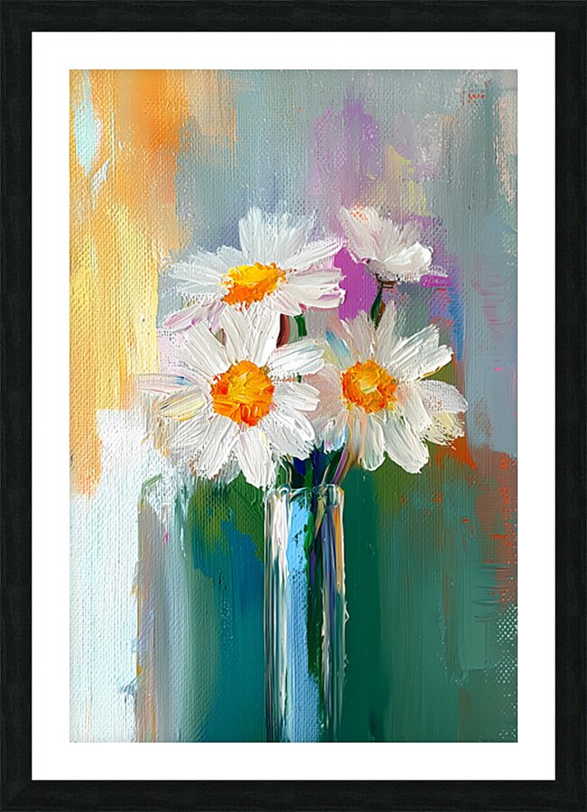 Marguerites Du Dimanche Matin - Daisies On Sunday Morning - Floral Vase Art Prints Picture Frame print