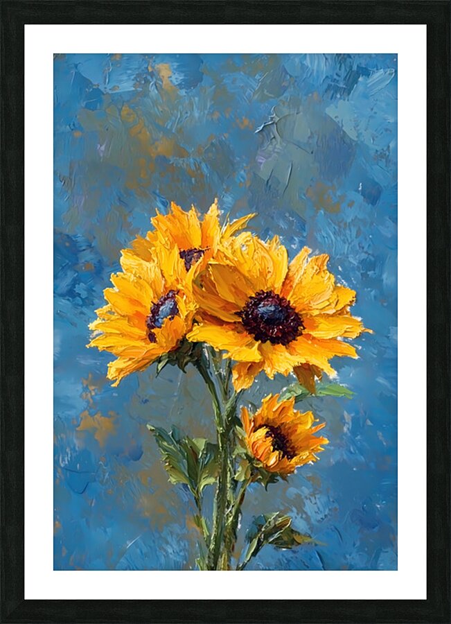 Ciel Baigne De Soleil - Sun-Kissed Sky - Sunflower Portrait Art Prints Picture Frame print