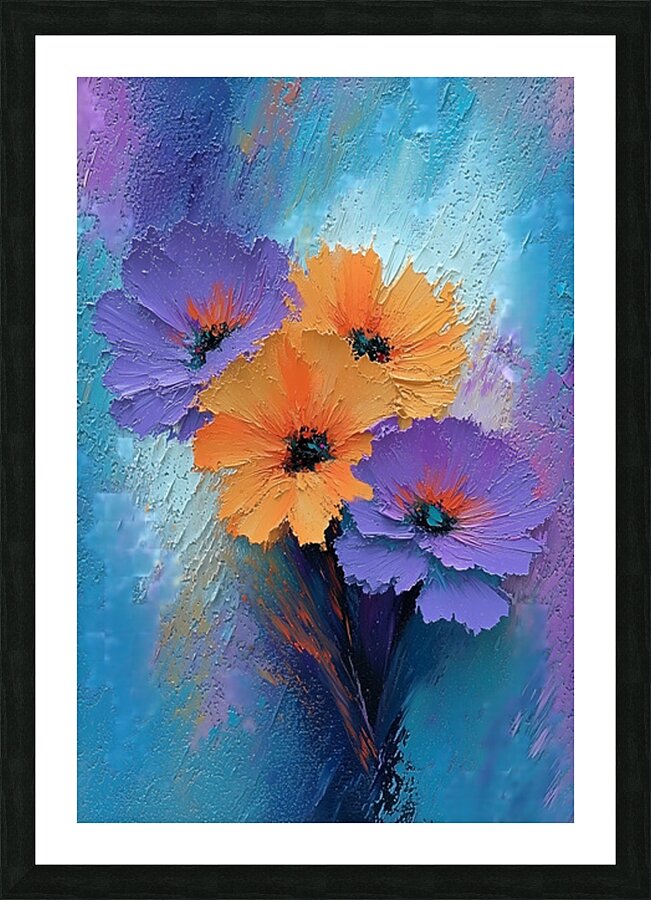 Floraison Au Crepuscule - Twilight Bloom - Contemporary Floral Art Prints Picture Frame print