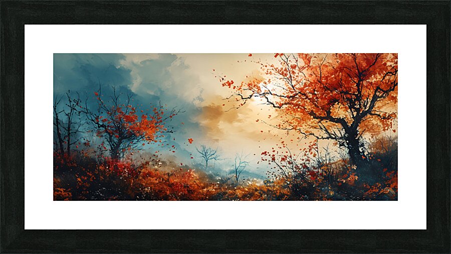 Embers Of Autumn - Modern Floral Field Art Prints Picture Frame print