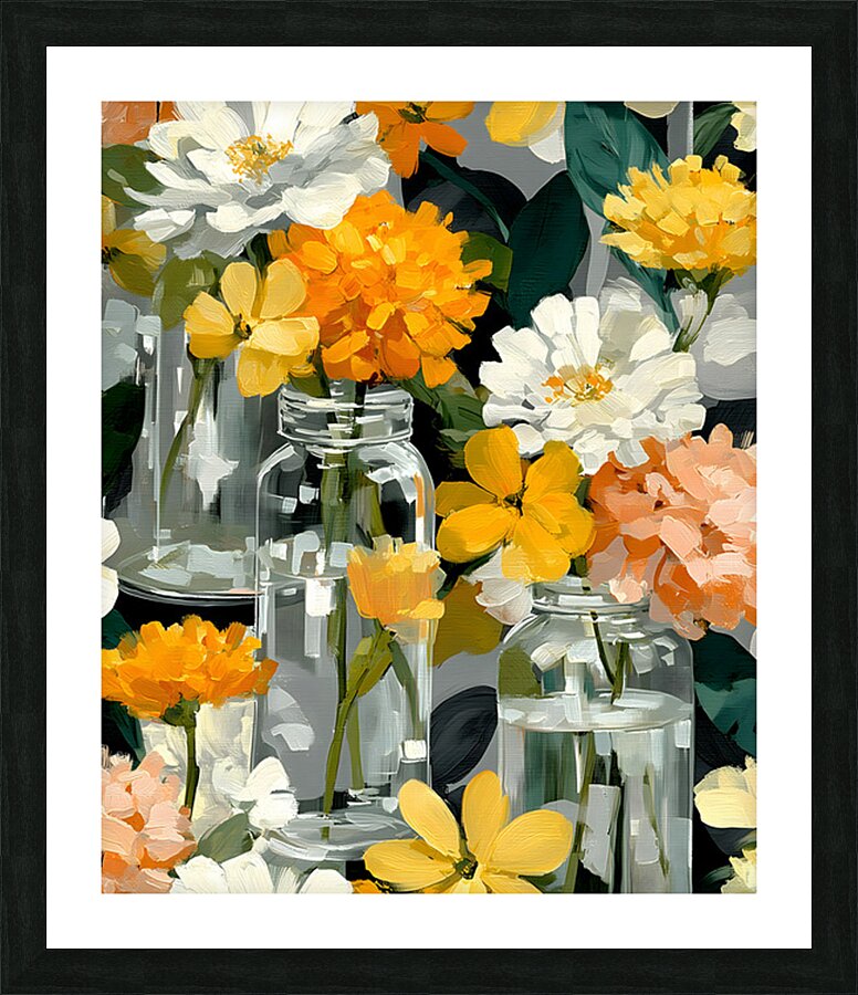 Fleurs Captives - Captive Flowers - Botanical Collage Art Prints Picture Frame print