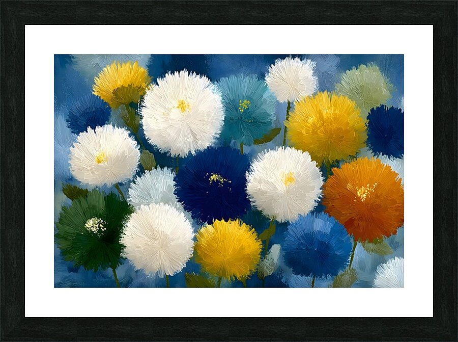 Bouffees De Couleur - Puffs Of Color - Playful Floral Art Prints Picture Frame print