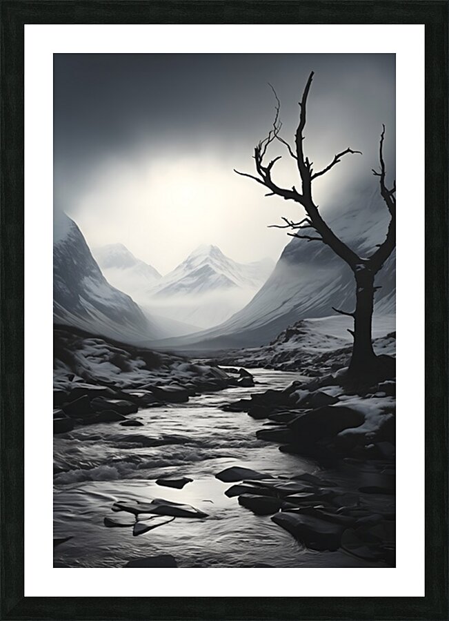 Where Silence Flows - Monochrome Landscape Art Prints Picture Frame print