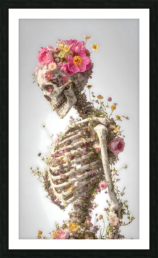 La Vita Dopo La Morte - Life After Death - Floral Skeleton Art Prints Picture Frame print