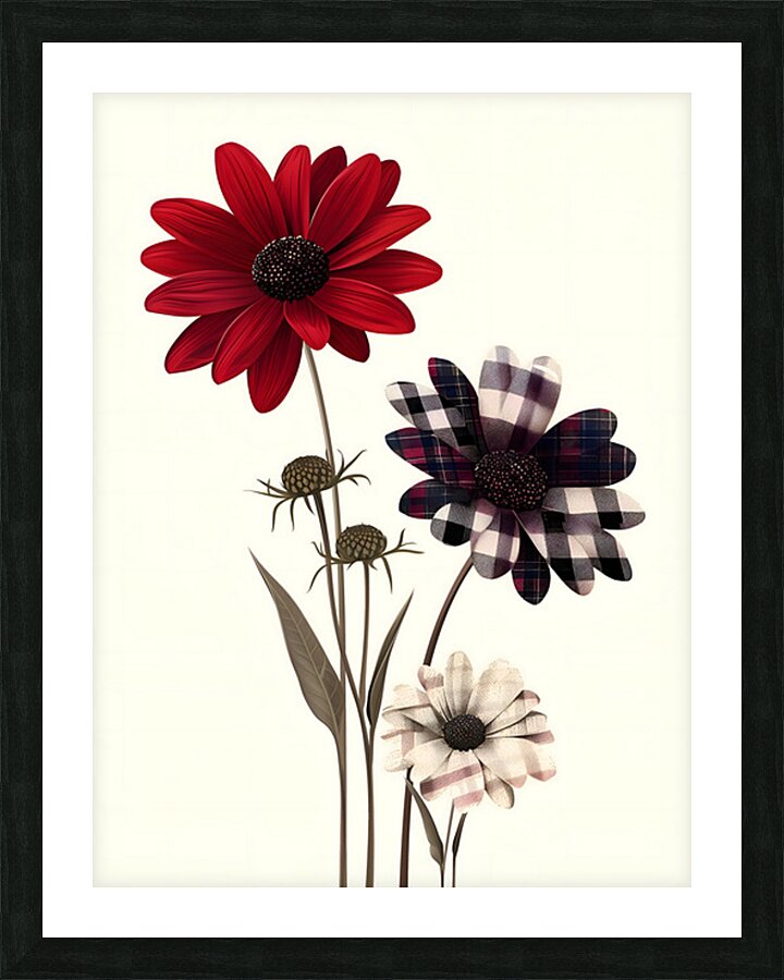 Plaid Botanica 30 - Contemporary Floral Art Prints Picture Frame print