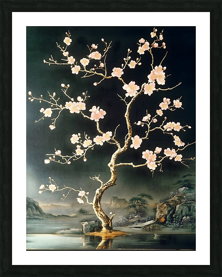 Sakura No Saku 桜の咲く - Blossom In Stillness - Japanese Cherry Blossom Art Prints Picture Frame print