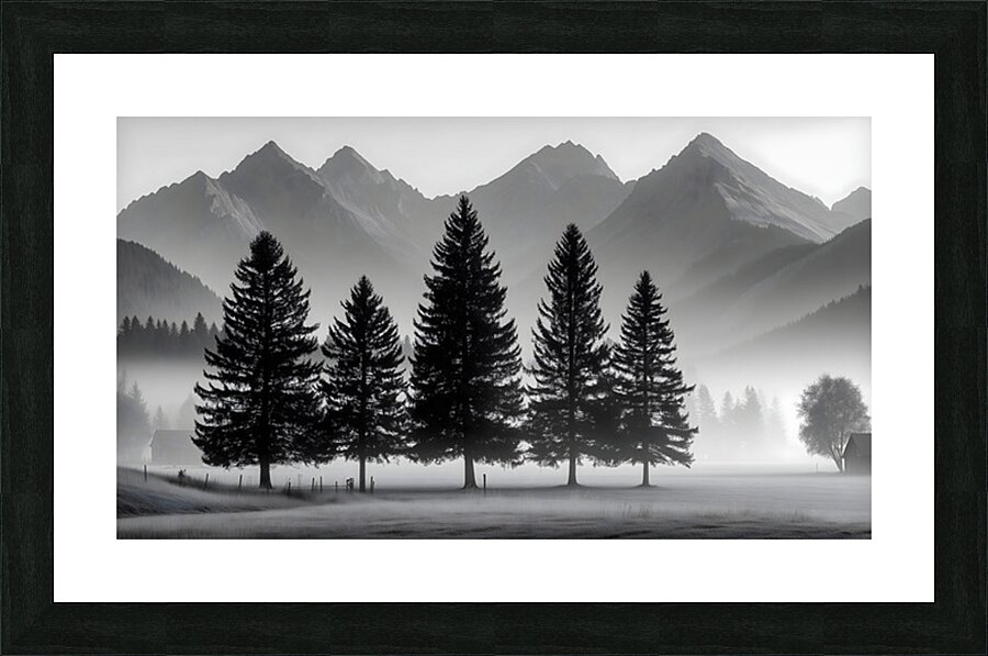 Morning Fog In The Valley - Monochrome Landscape Art Prints Impression et Cadre photo
