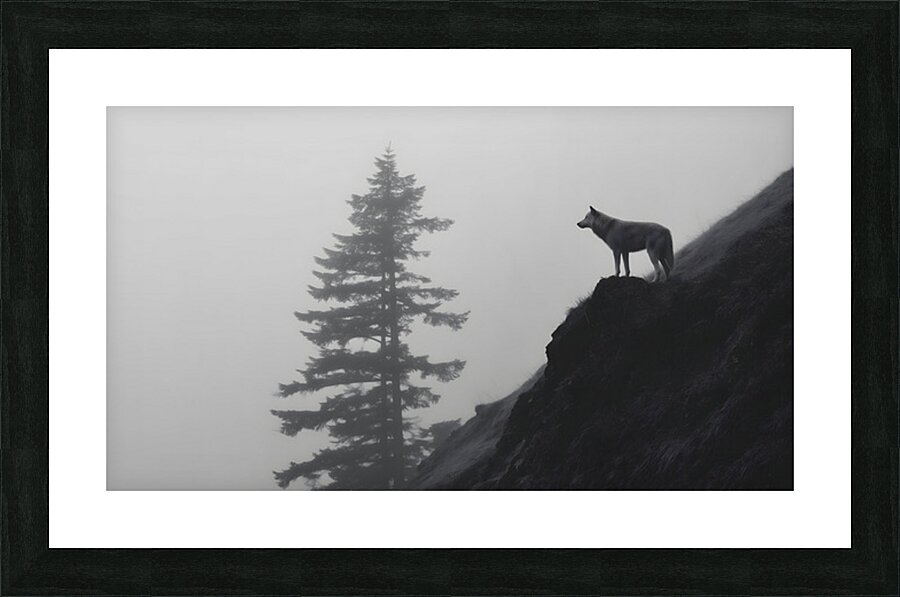 Misty Morning Lookout - Monochrome Landscape Art Prints Picture Frame print