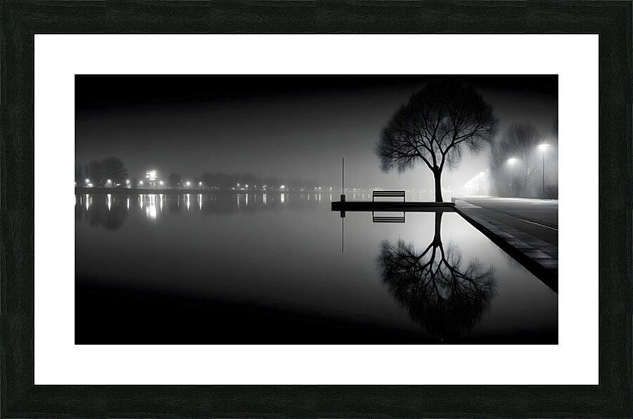 Sit And Reflect - Minimal Monochrome Art Prints Picture Frame print