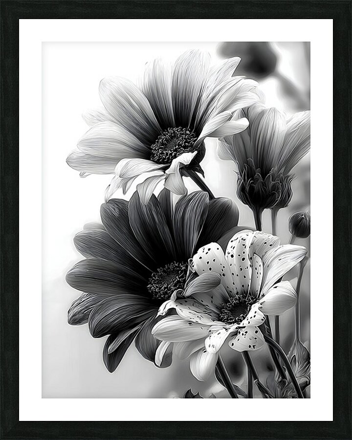 Sans Couleur - Without Color - Monochrome Floral Art Prints Picture Frame print