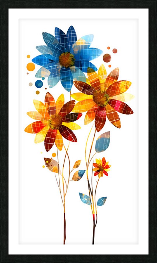 Plaid Botanica 33 - Modern Floral Art Prints Picture Frame print