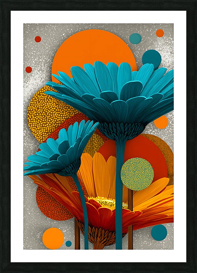 Atomic Petals – Modern Floral Art Print Picture Frame print