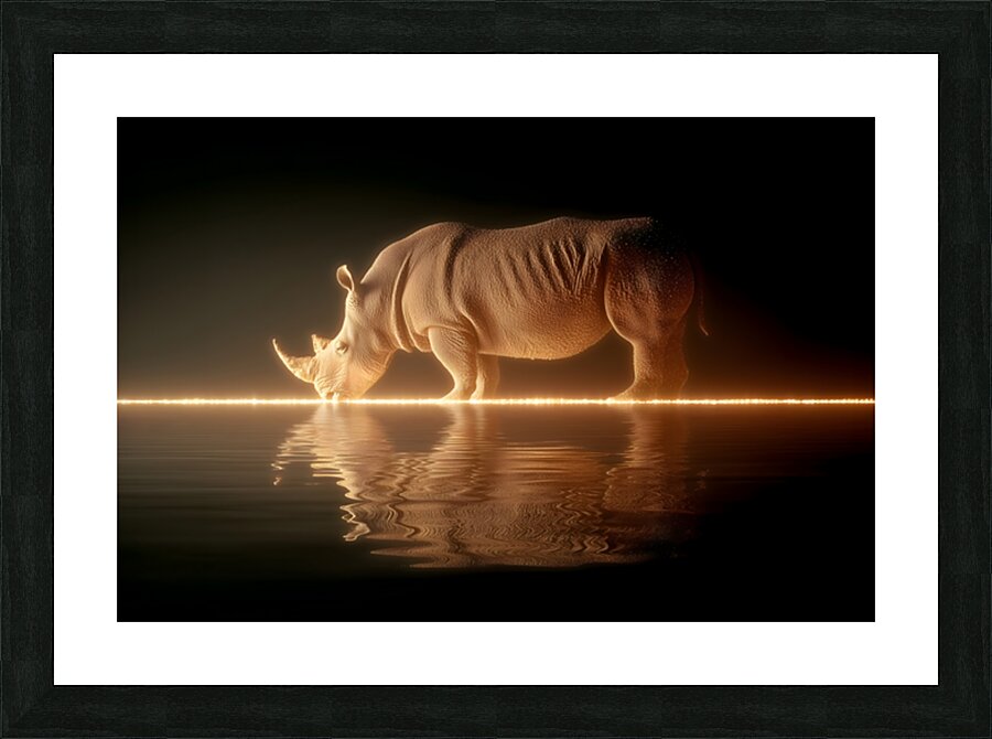Luminous Giant – Rhinoceros Reflection Print Picture Frame print