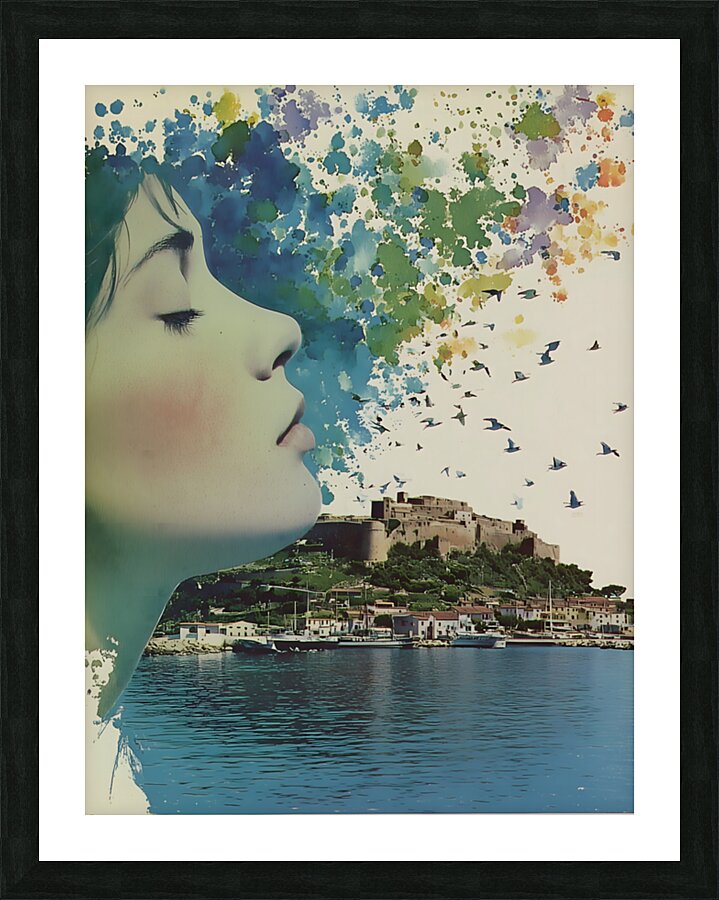 Memories in Blue – Vintage Collage Poster Art Print Picture Frame print