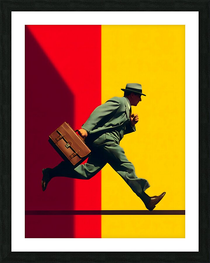 The Man Who Ran from Time – Surreal Poster Art Print Picture Frame print