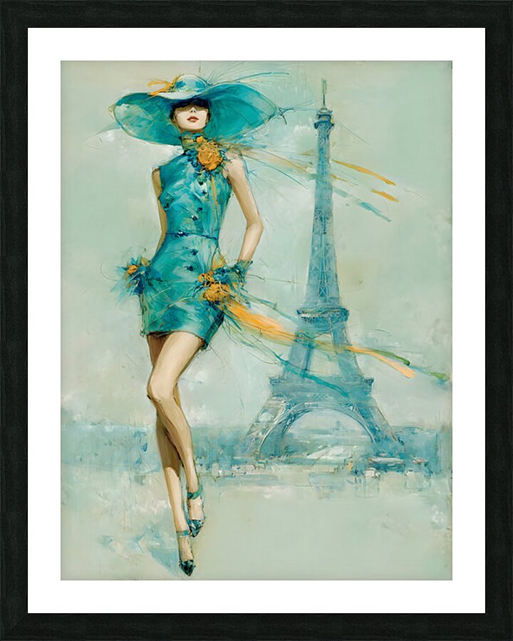 The Lady in Turquoise – Vintage Fashion Art Print Picture Frame print