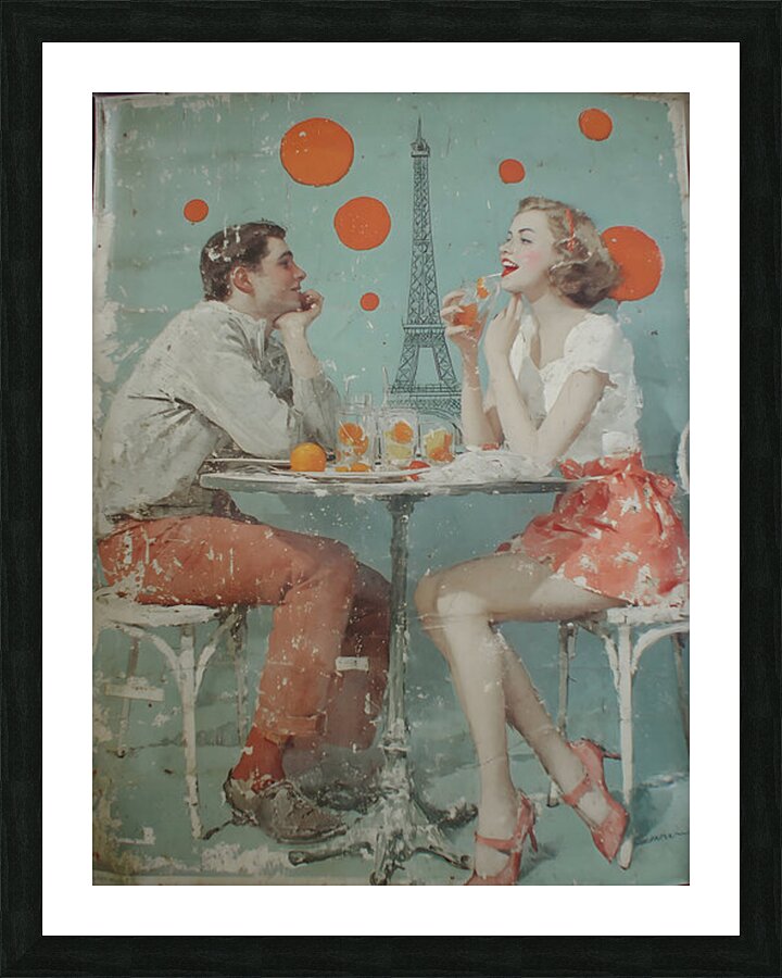 Laughter and Citrus – Vintage Cafe Poster Art Print Picture Frame print