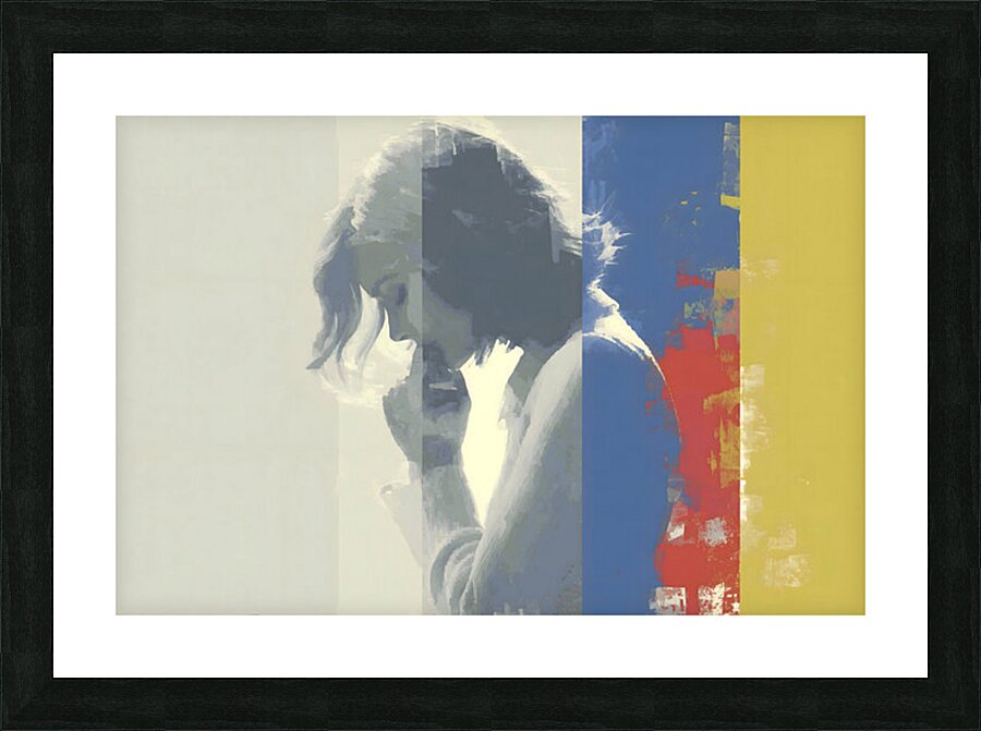 Abstract Portrait in Primary Hues – Women’s Portrait Art Print Picture Frame print