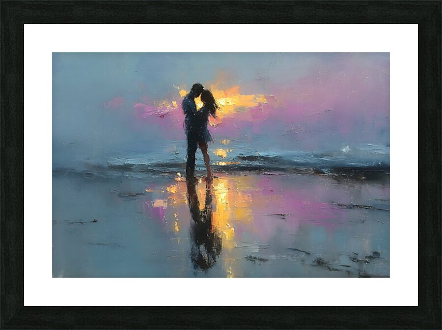 Sunset Kiss – Romantic Seascape Art Print Picture Frame print