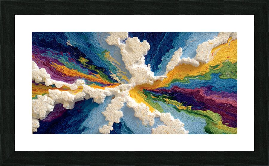 Spectrum Cloudburst – Textured Impasto Abstract Print Picture Frame print