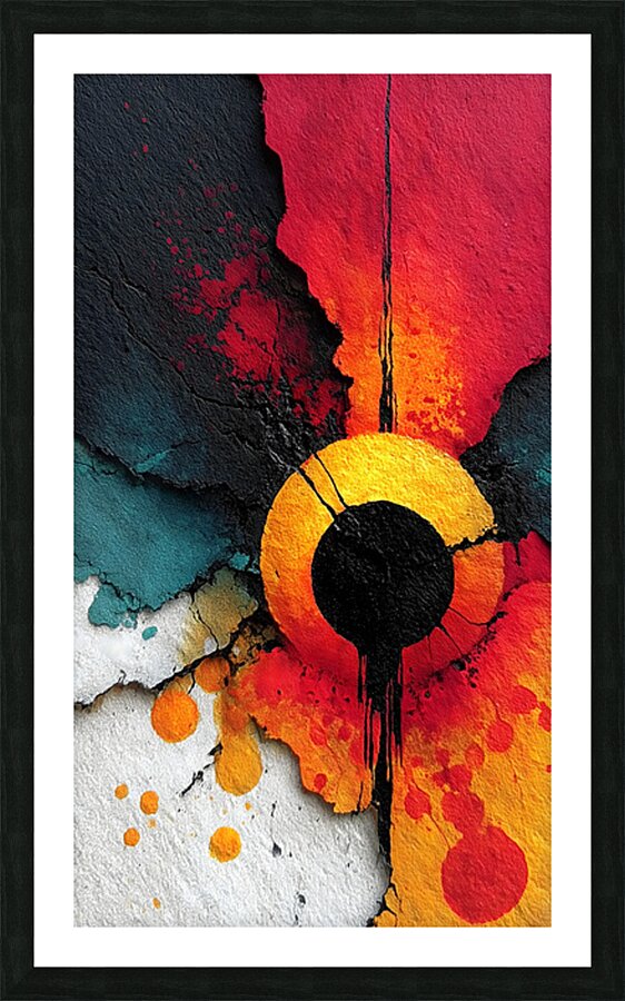 Solar Ring – Red Gold Textured Abstract Print Picture Frame print