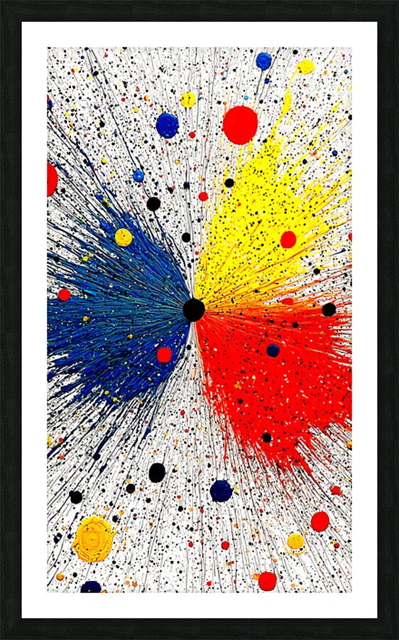 Primary Collision – Modern Abstract Splatter Print Picture Frame print