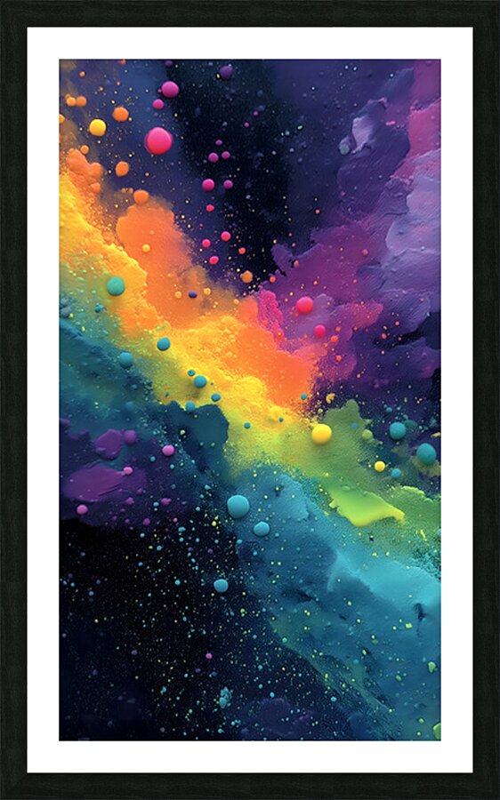 Cosmic Drift – Neon Galaxy Abstract Print Picture Frame print