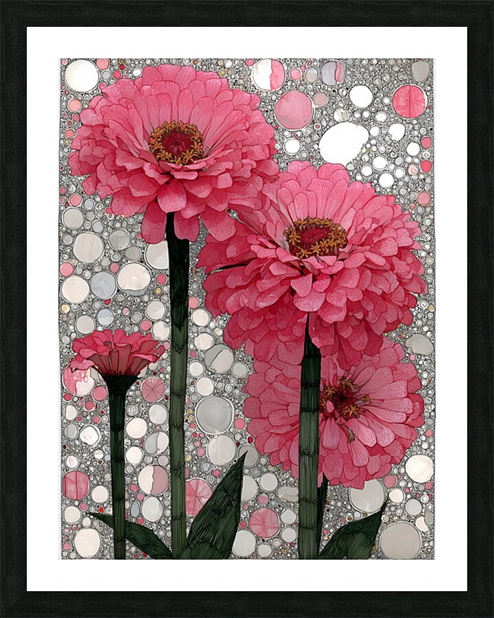 Bloom in Circles – Pink Zinnia Floral Abstract Print Impression et Cadre photo
