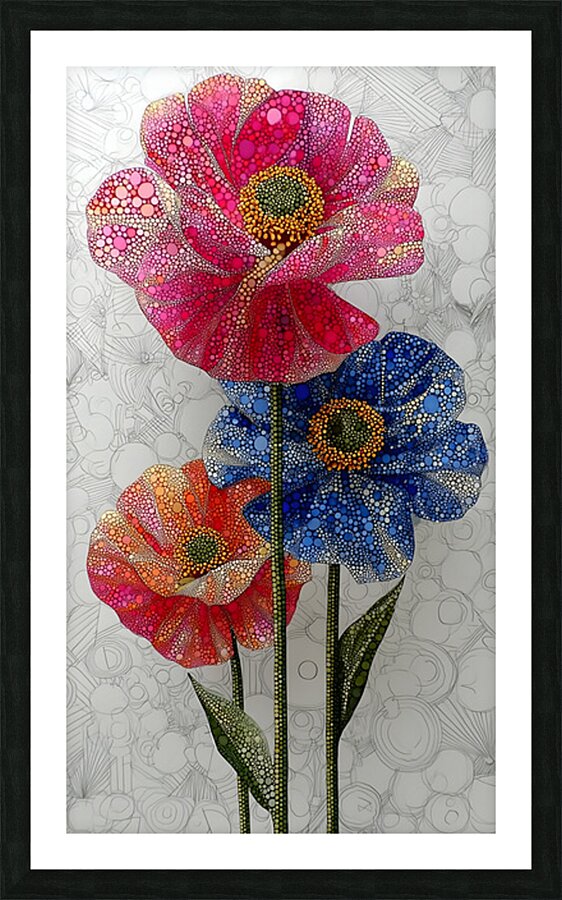 Cosmic Petals – Pink and Blue Pop Art Floral Print Picture Frame print