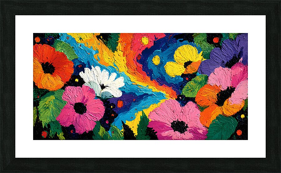 Impasto Carnival – Thick Palette Knife Floral Print Impression et Cadre photo