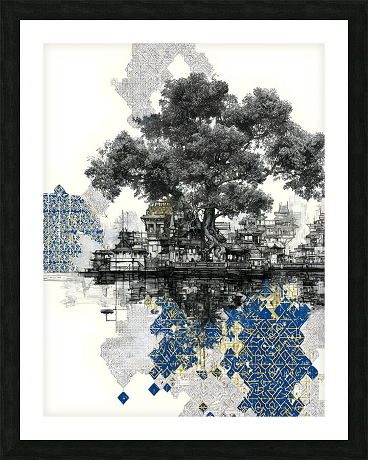 Sanctuary Root – Architectural Tree Reflection Print Picture Frame print
