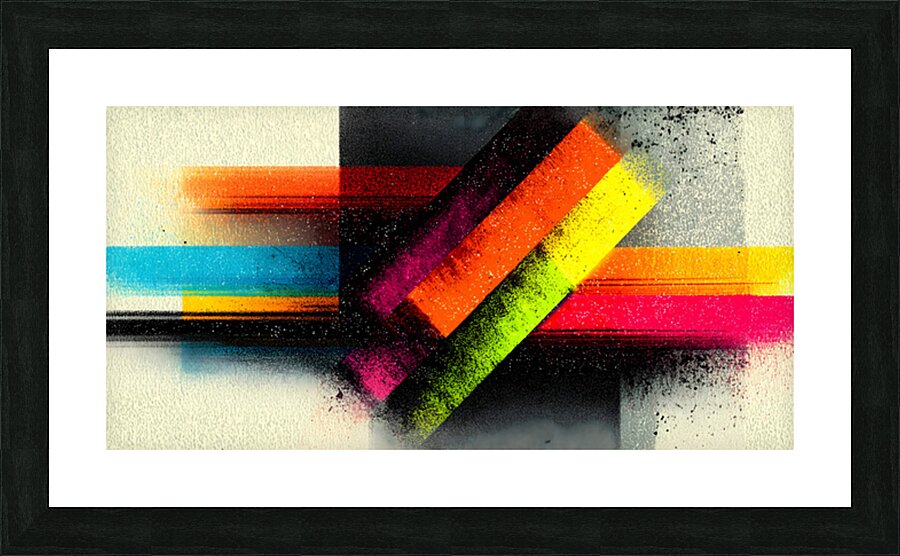 Chromatic Shift – Diagonal Neon Bar Abstract Print Picture Frame print