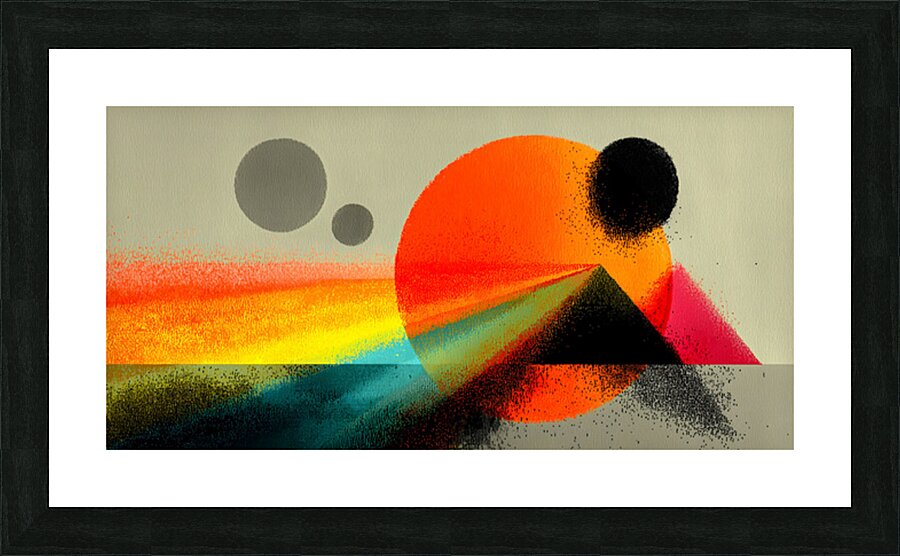 Desert Orbit – Retro Sun and Pyramid Abstract Print Picture Frame print