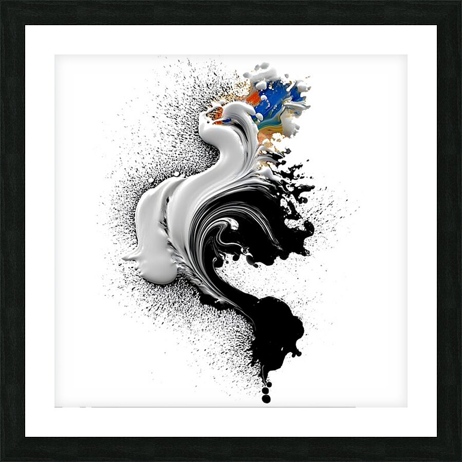 Ink Seraph – Monochrome Plume with Color Spark Print Picture Frame print