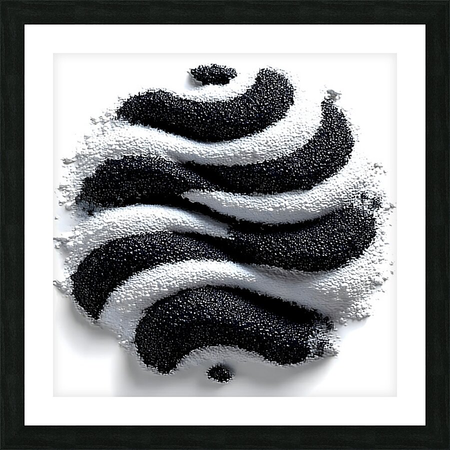 Zebra Orbit – Monochrome Ripple Sphere Print Picture Frame print