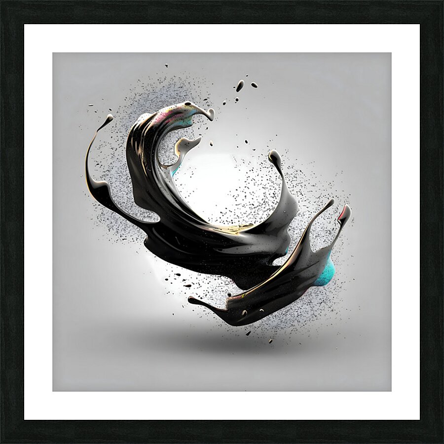 Orbiting Ink – Fluid Monochrome Motion Print Picture Frame print