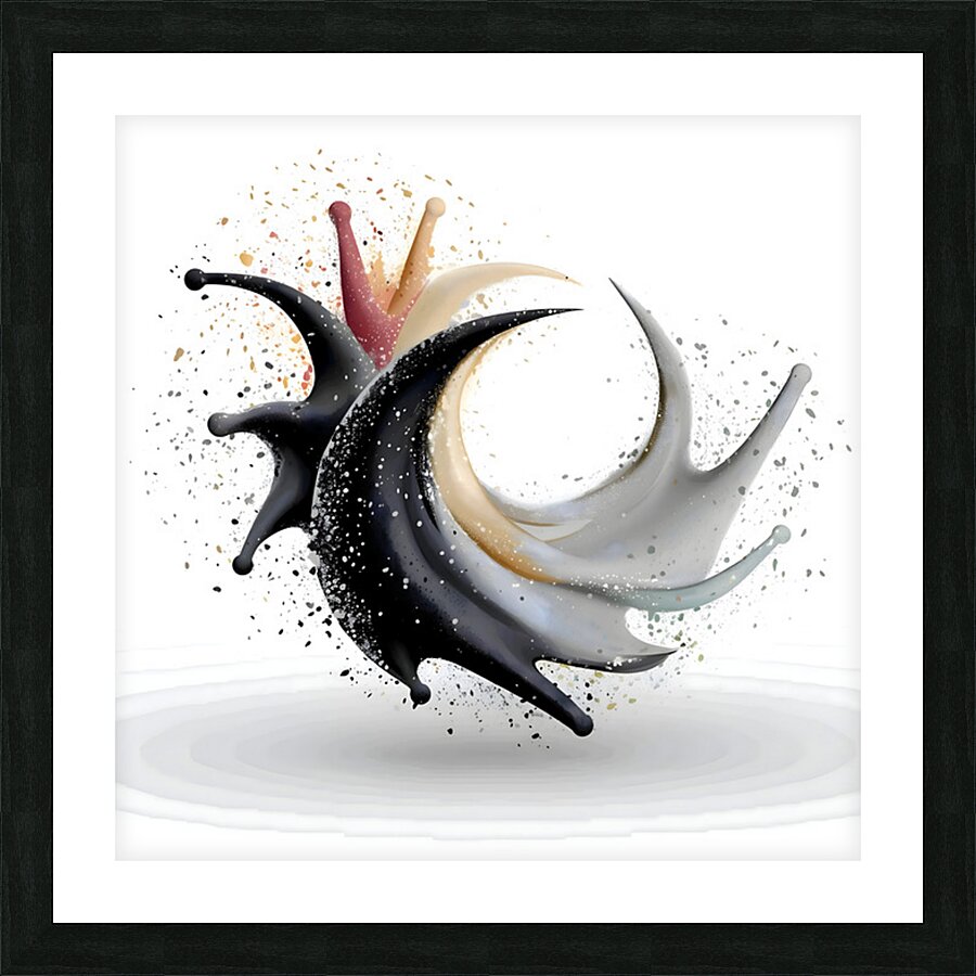 Crescent Surge – Minimal Ink & Color Burst Print Picture Frame print