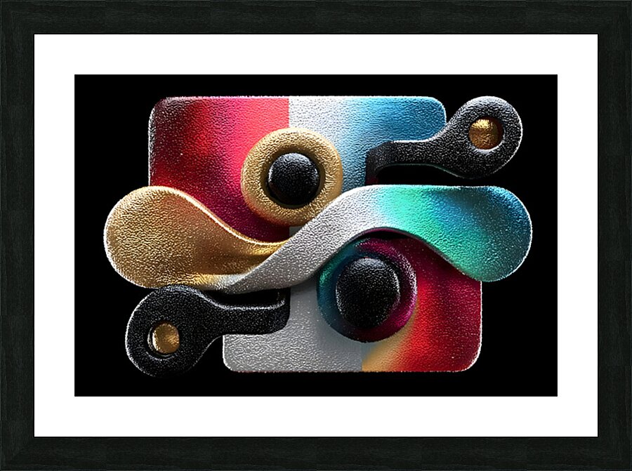 Gold & Blue Loops – Modern Abstract Wall Art Print Impression et Cadre photo