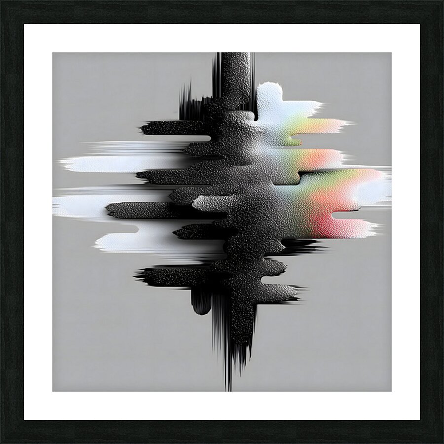 Monochrome Vector Pulse – Minimal Abstract Soundwave Print Picture Frame print