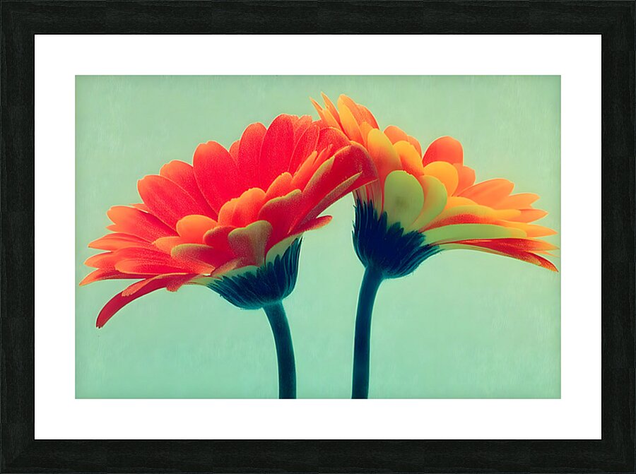 Sunlit Gerberas – Modern Botanical Art Print Impression et Cadre photo