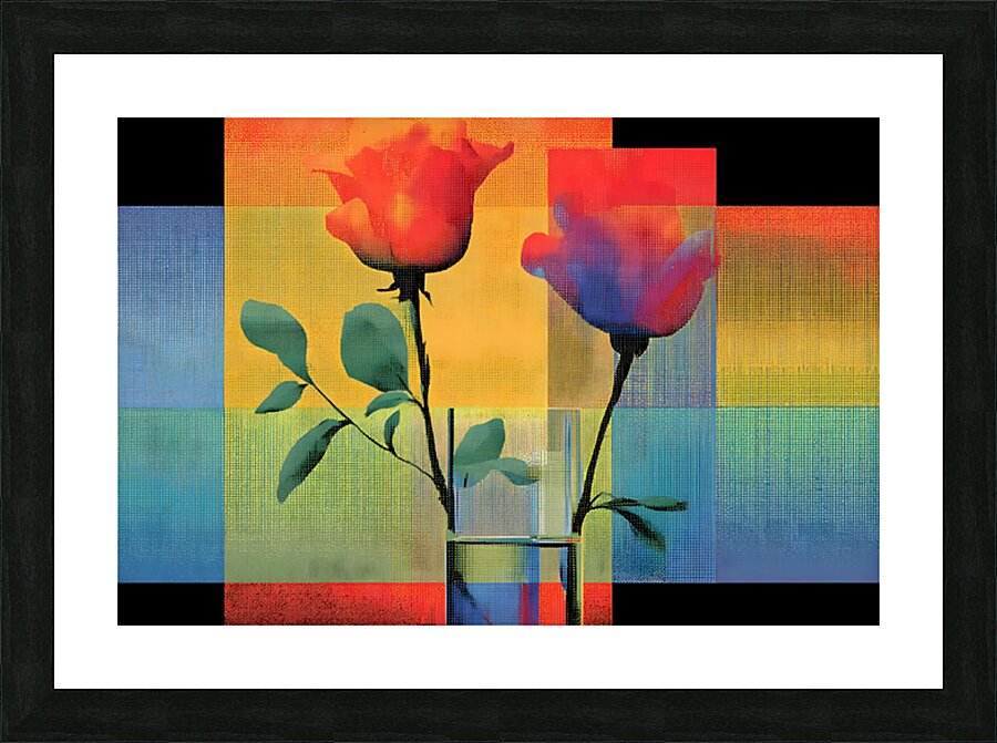 Roses on a Grid – Modern Geometric Botanical Print Picture Frame print
