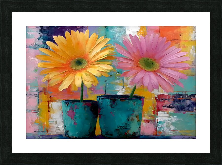 Patio Pots – Cheerful Gerbera Duo Print Picture Frame print