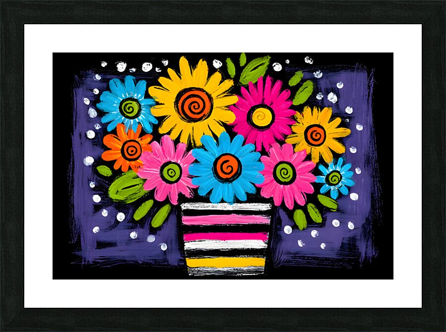 Party in a Planter – Playful Folk Pop Floral Print Picture Frame print