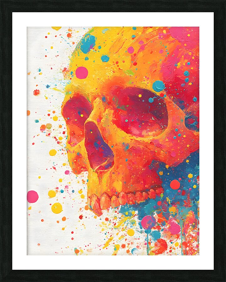 Neon Rebirth – Splatter Skull Canvas Picture Frame print